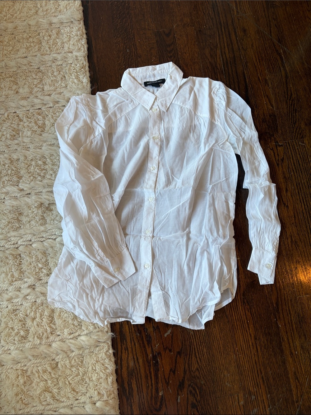 Something Navy White Long-Sleeve Button-Up Dress Shirt